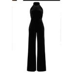 USA Made MISA Black Satin Special Occasion Backless Jumpsuit Wide Leg Sandra Photo 1