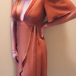 Essue Revolve  Orange Deep V Long Wrap Dress Photo 0