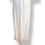 Vintage Pastel Pink Lace Floral Dress Pearl Buttons Back Tie Detail Short Sleeve Size L Photo 8