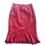 Talbots Vintage Y2K Romantic Goth Red Silk Ruffle Hem Midi Skirt Vamp Party Sz 2 Photo 0