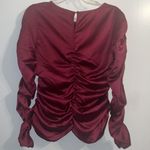 Andrew Marc Marc New York Burgundy Wine Ruched Long Sleeved Blouse Size M Photo 3