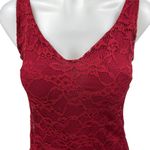 AQUA Women's Red Floral Lace V-Neck Sleeveless Camisole Mini Sheath Dress Size S Photo 2