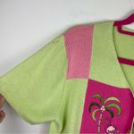 Vintage Y2K Neon Pink Green Checkered Graphic Button Down Top Cardigan Sz Large Photo 8