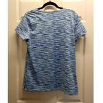 Chico's Weekends Size Medium (1) Blue Striated Short Sleeve Jersey Knit T-Shirt Photo 3