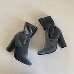 Forever Gray Velour Block Heel Almond Shaped Toe Sock Ankle Booties Size 6.5 Photo 10
