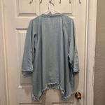 Hester & Orchard Tencel Chambray Button Up Asymmetrical Raw Hem Shirt Sz 2X Blue Photo 5