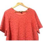 Catherines Womens Textured Sequin Top Orange Crinkle Knit Glam Shimmer Mature Photo 2