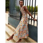 Sea Biarritz Floral Smocked Ruffle Cap Sleeve Tiered Midi Dress size 6 Photo 1