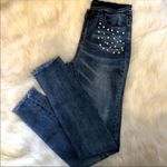 BLOOMROCKS Melrose Pearls Fray Cuff Ankles Jeans Blue Size 28 Photo 7