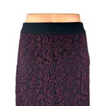 Ann Taylor LOFT Purple Floral Lace Zip Knee Length Straight Pencil Skirt Size 10 Photo 2