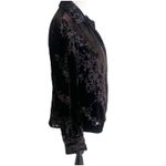 Jones New York Women’s Burnout Velvet Brown Button Down Shirt Blouse Size 12 Photo 2