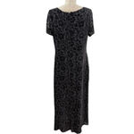 Laura Ashley  Vintage Floral Flocked Velvet Whimsigoth Maxi Dress Gray Size US 12 Photo 5