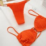 SheIn Orange Smocked Ring Linked Bikini Swimsuit Photo 2