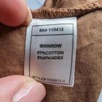 Monrow Camel Tan Cotton Poplin Collared Mini Button Up Roll Tab Shirt Dress M Size M Photo 3