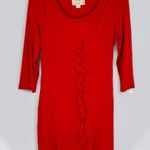 Nicole Miller Artelier Red Rayon Jersey Pleated Sheath Dress Size Large Photo 0