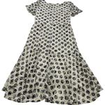 Sangria  Dress Womens 6 White Black Floral Lace Short‎ Sleeve Midi Party Lined Photo 2