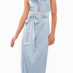 Show Me Your Mumu Adele Halter Maxi Dress In Steel Blue Luxe Satin Photo 0