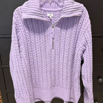 Aerie  Lilac Cable Knit Half-Zip Sweater Photo 0