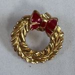 Gold Tone Wreath Fashion Earrings Red Bow Christmas Holiday Studs Women Photo 3