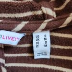 Isaac Mizrahi Brown Stripe Button-Up Hoodie Size Small Striped Preppy Hoodie Photo 6