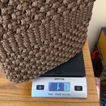 Vintage Brown Macrame Crochet Boho Handbag Purse Bamboo Handles Gingham Lining Photo 10