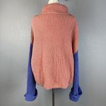 Free People Colorblock Park City Pullover Sweater Size M Waffle Knit Cowl Neck Photo 3