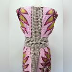 Nicole Miller Sleeveless Pink Lime Brown & Ivory Boho Medallion Print Dress 10 Photo 4