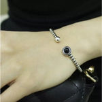 Boutique Twist‎ Cuff Bracelet 925 Sterling Silver Black Onyx, Adjustable Photo 9