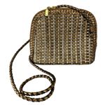 Vtg CEM Gold Metallic Woven Leather Crossbody Bag Full Zip Photo 2