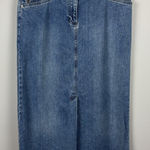 Faded Glory Y2K 90s Denim Maxi Skirt Womens 10 Blue‎ Slit A-Line Stretch Modest Vintage Vtg Photo 0
