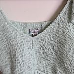 Poof New York  Shirt Womens Sz M Mint Green Cottage Ruffle Eyelet Top Blouse Photo 2