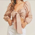 Princess Polly MABLE angel bow tie front long sleeve cropped blouse Photo 0