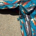 Cotton Rye Outfitters Teal Aztec Southwestern Pearl Snap Shirt Lightweight LARGE Blue Photo 8