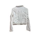 LEGOE HERITAGE Maternity Cropped Denim Jacket Size 0 Gold Stitching Button Front White Photo 2