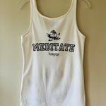 Funkyoga‎ White Tank Top Lotus Meditate Soft Stretch Top Size L Size L Photo 2