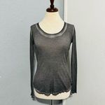 Rock & Republic Gray Y2K Fitted Ribbed Long Sleeve Angel Wings Tee Size S Photo 0