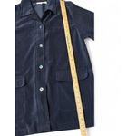 Merona Women's Dark‎ Blue Velour Button-Up Overshirt Y2K Luxe Minimalist Cozy Core Photo 5