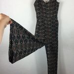 ZARA NWT Boho Woven Linen Printed Tribal Crop Wide Leg Jumpsuit XS Photo 8