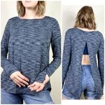 Zyia Navy Space Dye Long Sleeve Split Open Back Athletic Shirt Size M Photo 1