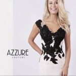 NEW NWT Azzure Couture FM511 black ivory embellished beaded mermaid prom dress Size 2 Photo 2