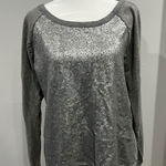 Banana Republic  Gray Sequin Front Long Sleeve Sweatshirt Women's Size L Stretch Photo 0
