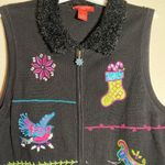 Vintage‎ Christmas Zip Cardigan Sweater Vest Purple Size 1X Photo 1