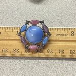 Glamorous Silver Tone Pastel Blue Purple Pink Gemstone Statement Brooch Pin Photo 2