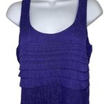 EXPRESS Beautiful Purple Sparkle Pleated Tiered Front Chiffon Tank Top EUC Large Photo 3
