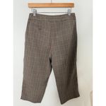 Women's Classic Brown Tan Plaid Equestrian Wide Leg Cropped Pants 8 Old Money Photo 1