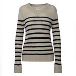 KHAITE  Tilda Striped Cashmere Sweater Ribbed Fisherman Ecru Black Small EUC Photo 11