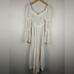 NOTHING FITS BUT Seine Maternity Gown Cotton Gauze Nursing Off Shoulder Sz S/M White Photo 8