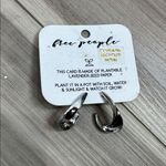 Free People  semi hoop faceted earrings silver tone Photo 4