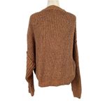 Free People On Your Side Pullover Sweater Small Cable Knit Brown Boxy Cropped Photo 10
