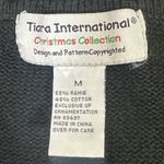 Tiara International Cardinal Bird Knit Jacket Womens M Black Zip Beaded Holiday Photo 4